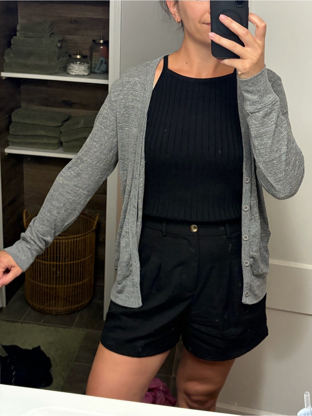on the byas Gray Lightweight Button-Front Cardigan